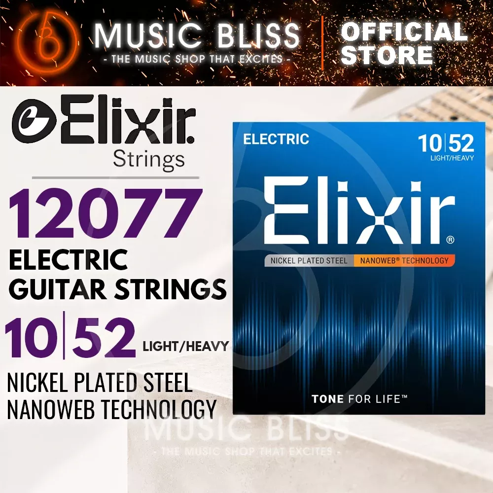 Elixir Strings Nanoweb Electric Guitar Strings .010-.052 Light Top Heavy Bottom