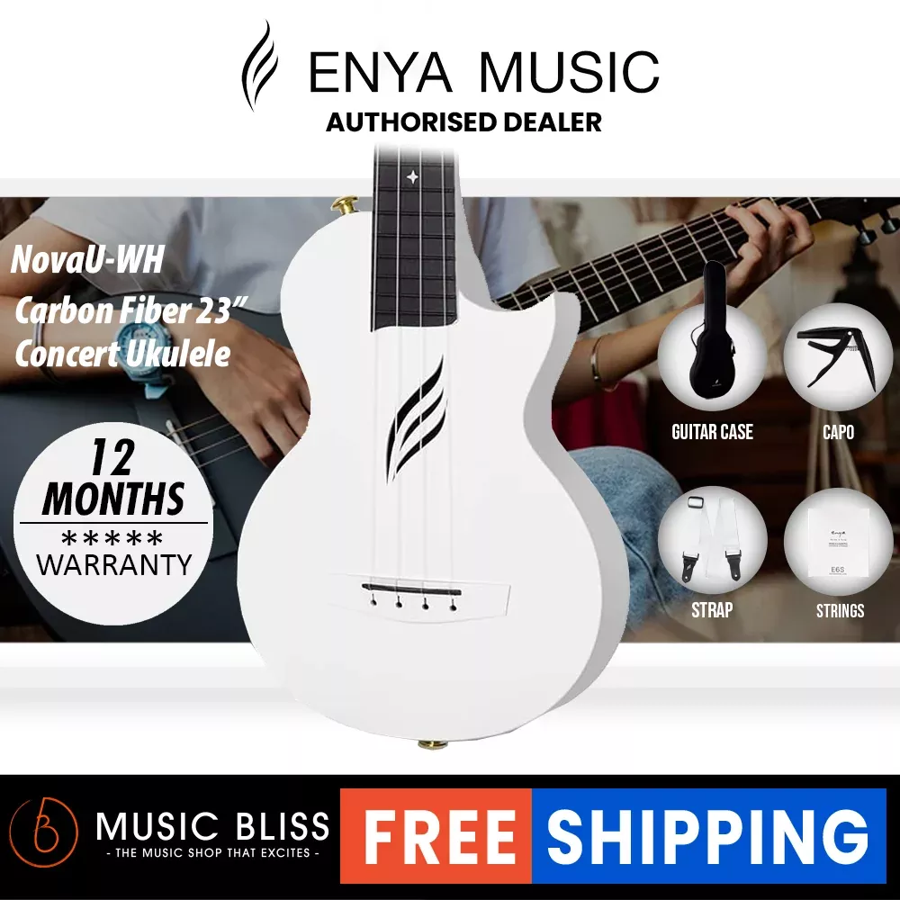 Enya Nova U Carbon Travel Concert Ukulele – White