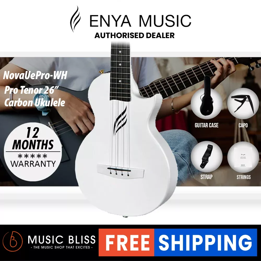 Enya Nova UE PRO Tenor Carbon Ukulele – White