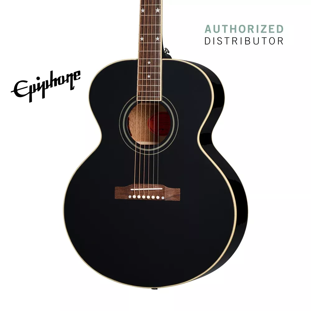 (Epiphone Inspired by Gibson Custom) Epiphone J-180 LS Acoustic-Electric Guitar – Ebony