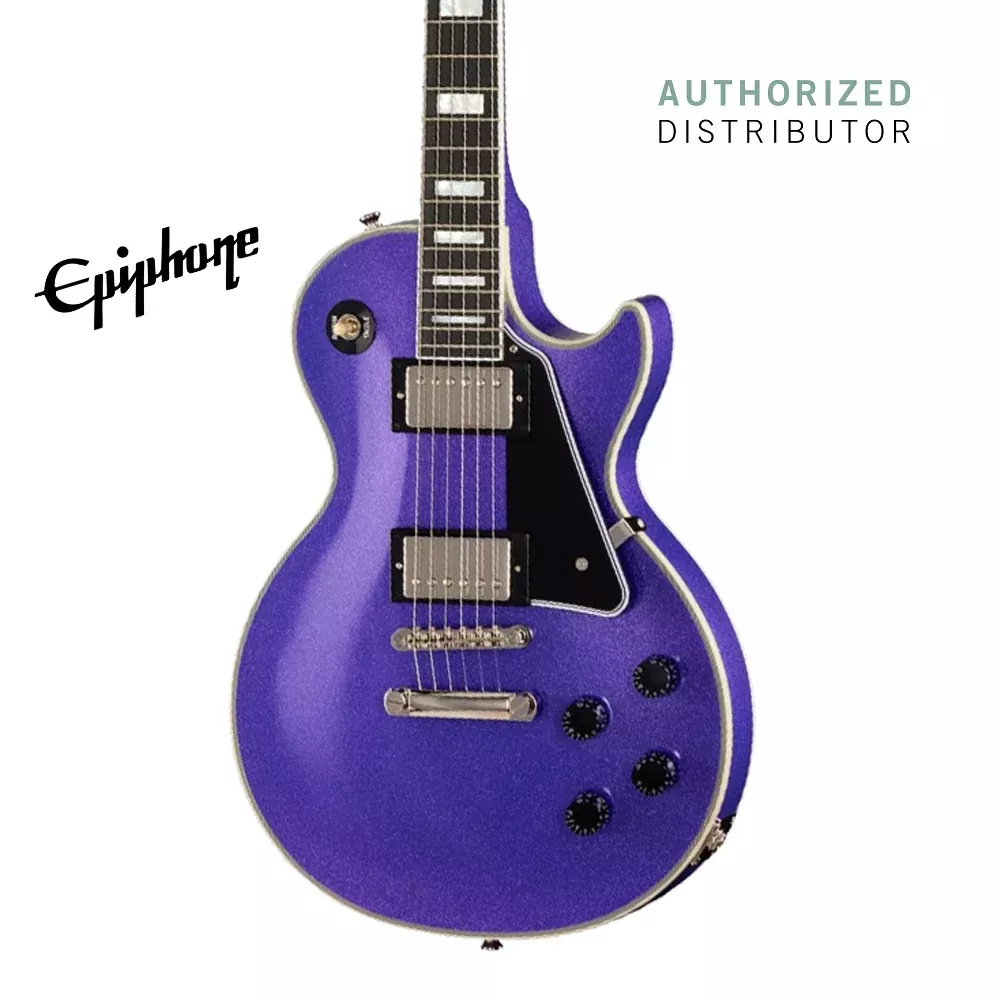 Epiphone Inspired by Gibson Custom Les Paul Custom Electric Guitar – Amethyst Sparkle