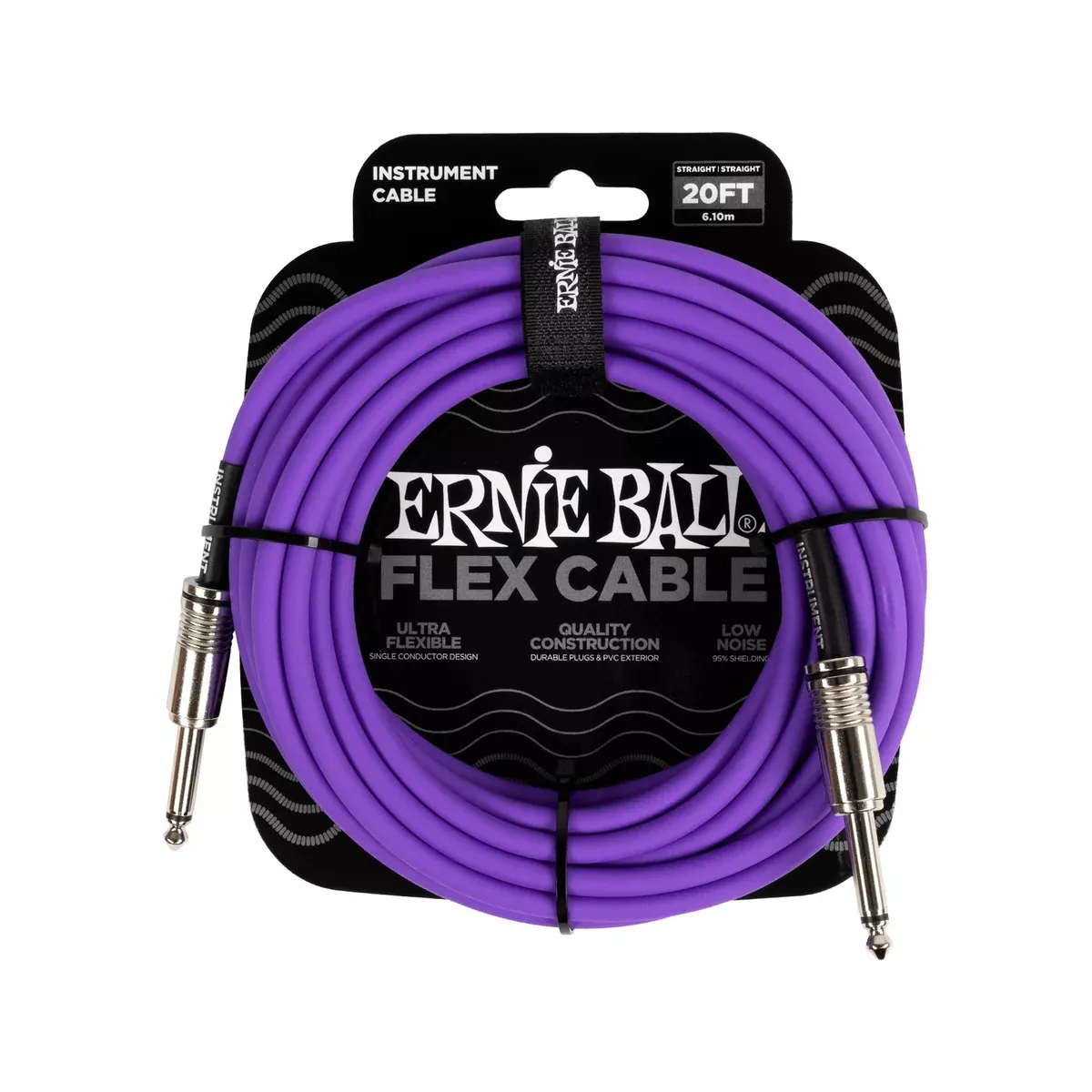 Ernie Ball 20ft Flex Straight to Straight Instrument Cable, Purple
