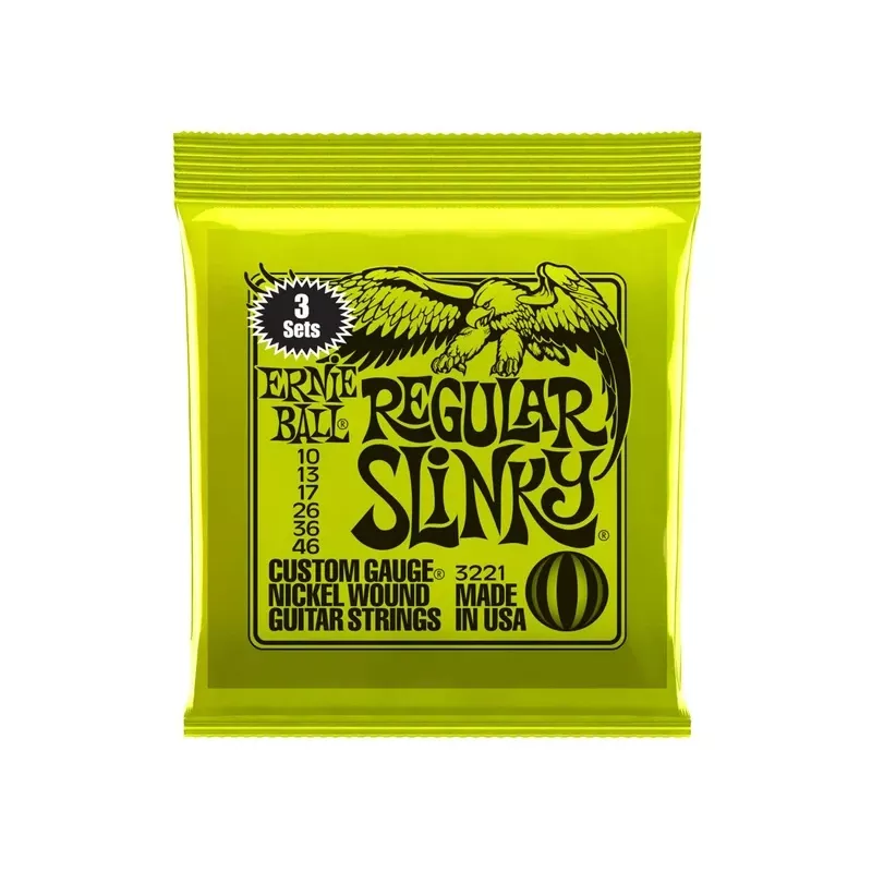 Ernie Ball 3 Pack Regular Slinky Nickel Wound Electric Guitar Strings – 10-46 Gauge