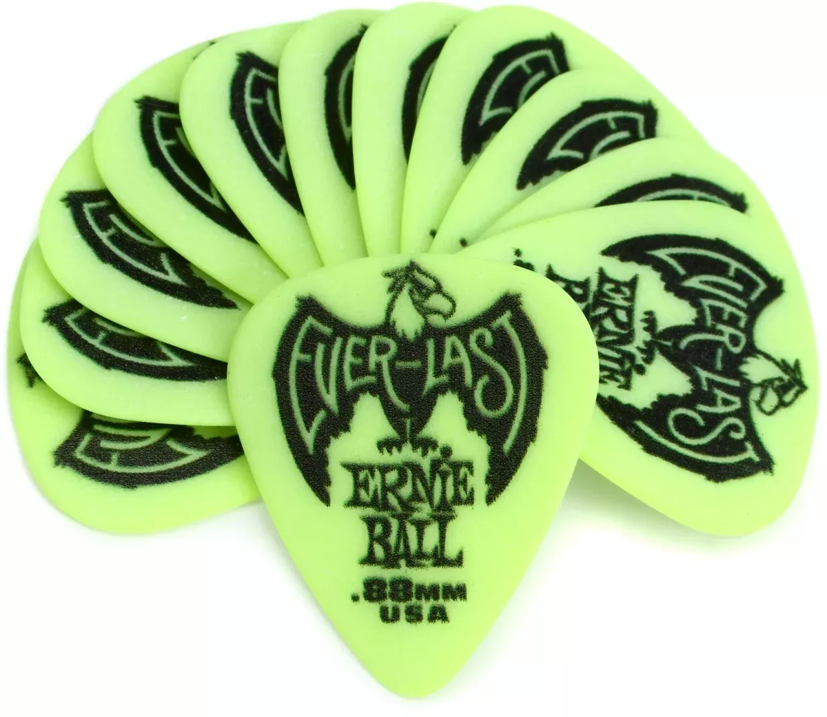Ernie Ball Everlast Delrin .88mm Guitar Picks, Green, 12-Pack