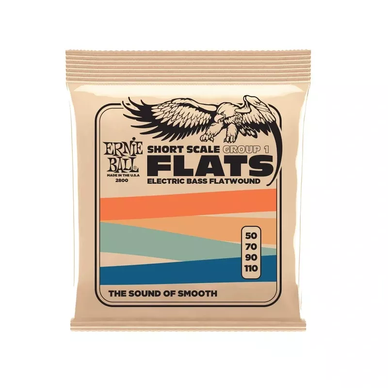 Ernie Ball Short Scale Flatwound Group 1 Electric Bass Strings – 50-110 Gauge