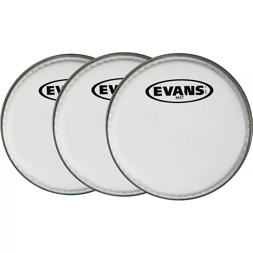 EVANS MX White Tenor Drumhead 6" Shot 3-Pack