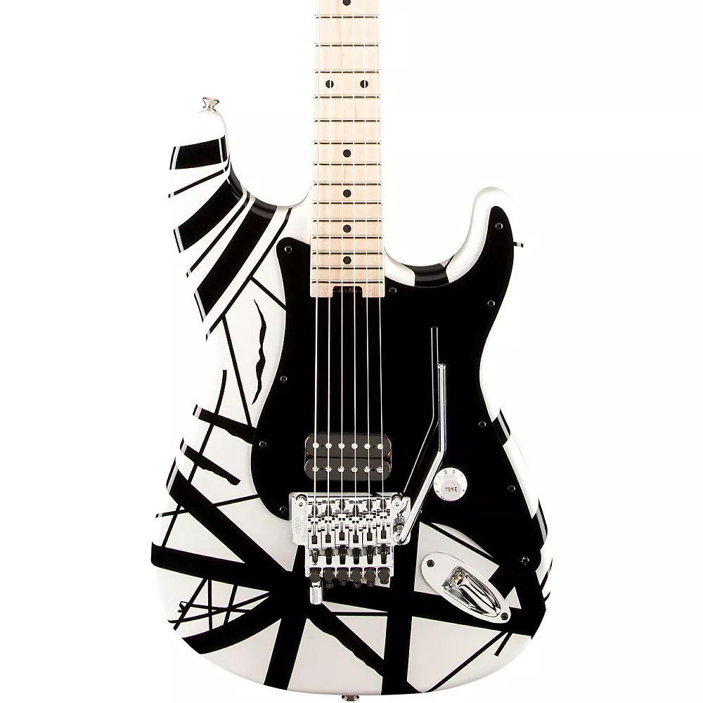 EVH Striped Series Electric Guitar White with Black Stripes