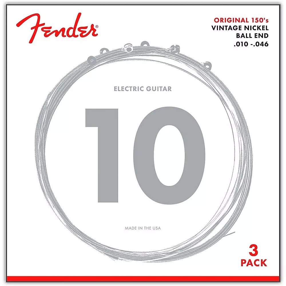 Fender 150R Nickel End Guitar Strings, Gauges 10-46 (3-Pack)