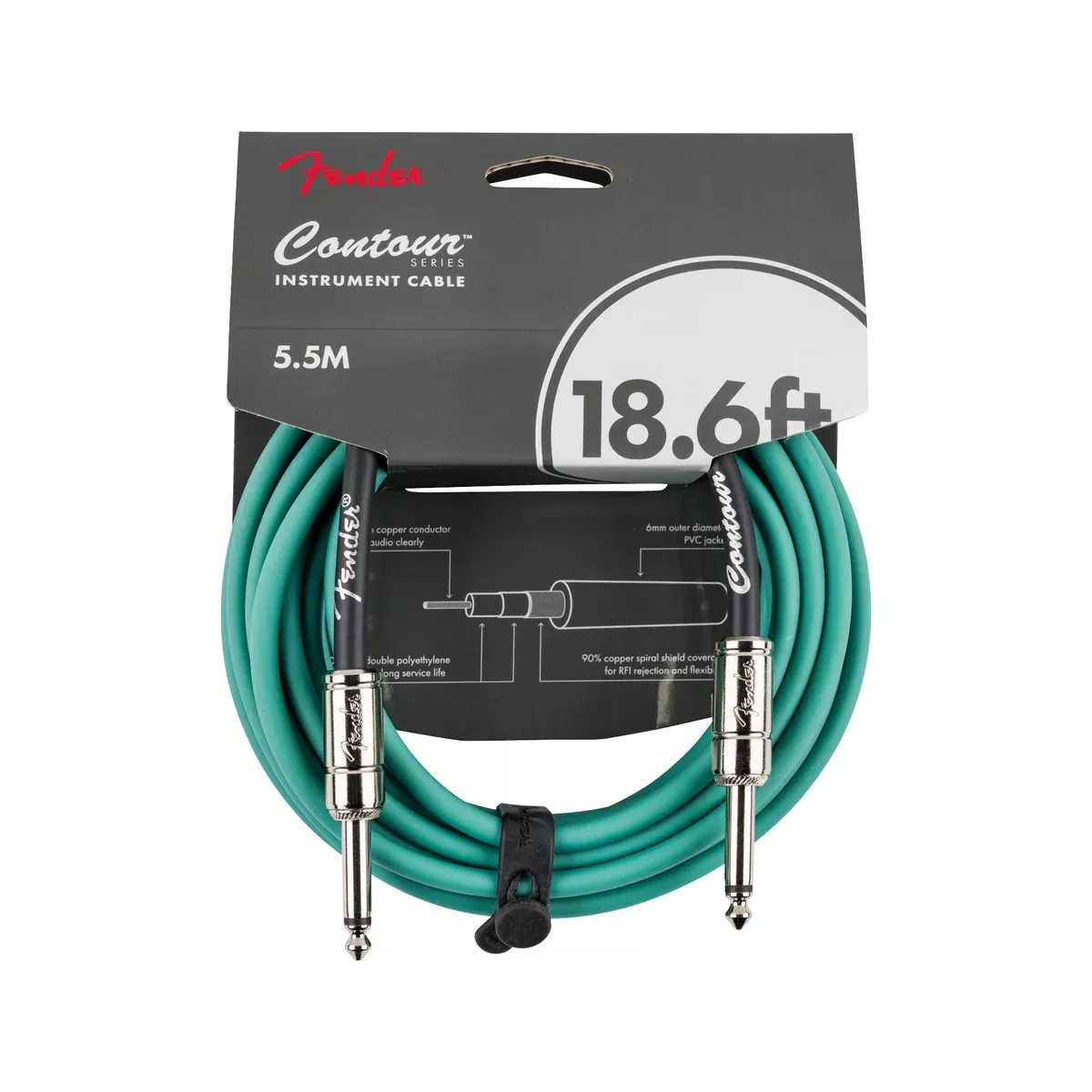 Fender 18.6FT Contour Series Instrument Cable, Sherwood Green