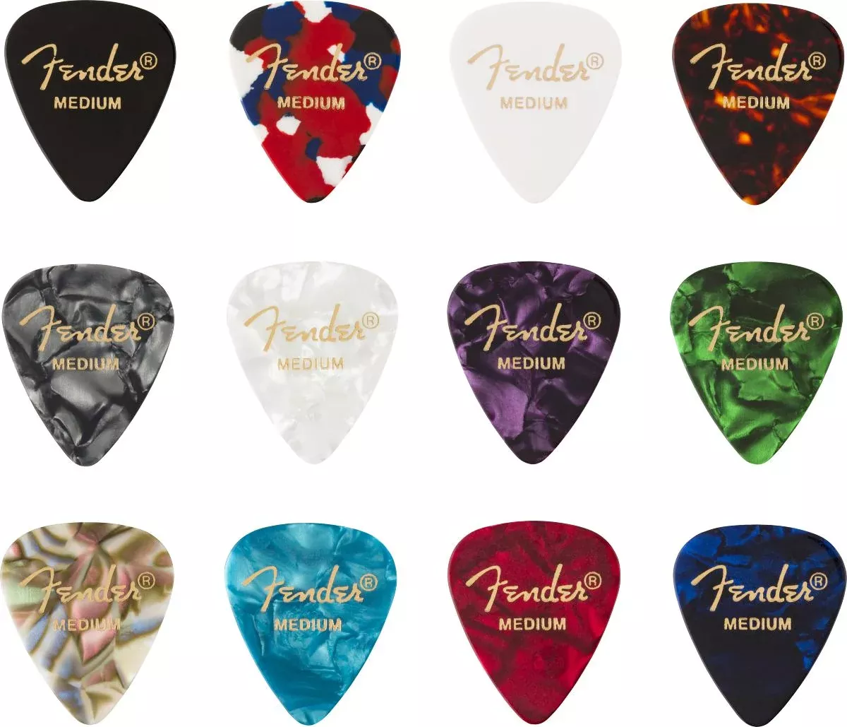 Fender Celluloid Medley Picks, 351 Shape - 12 Pack