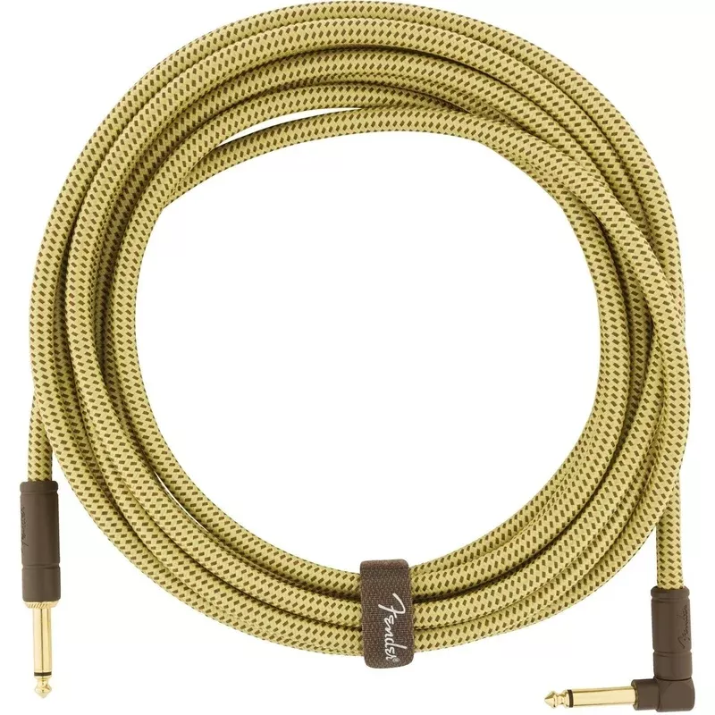 Fender Deluxe Series Instrument Cable, 18.6′, Angled End, Tweed