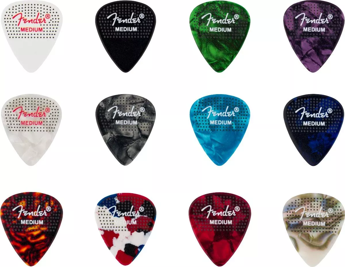 Fender Dotted Celluloid Medley Picks, 351 Shape - 12 Pack