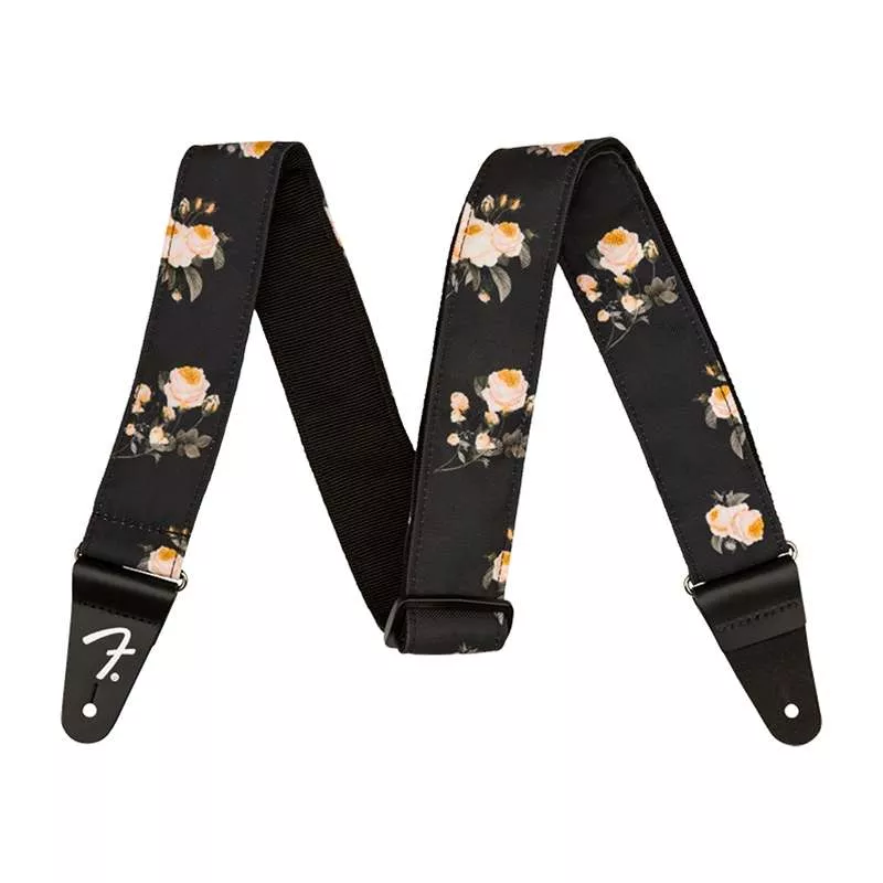 Fender Floral Strap – Black, 2″