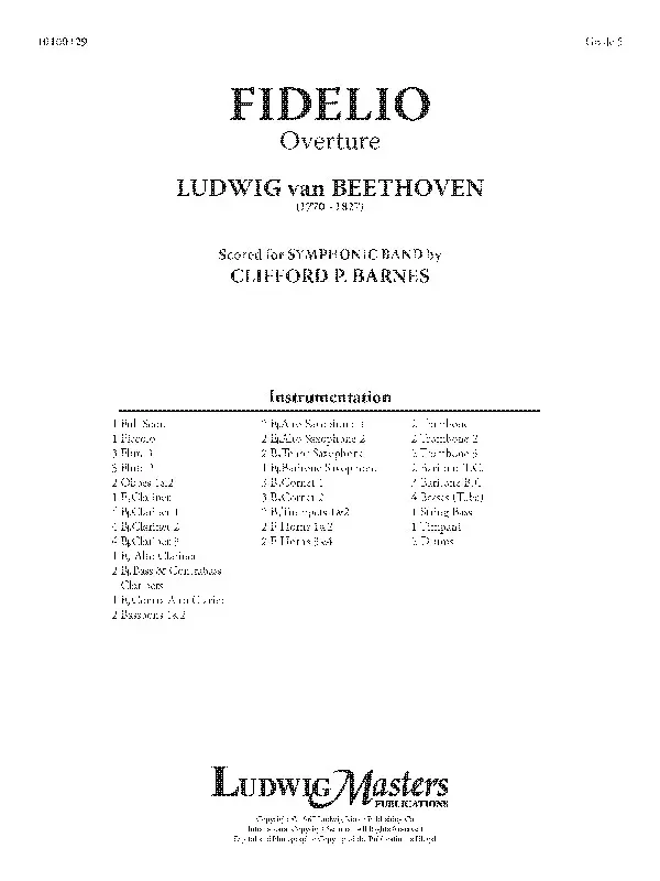Fidelio Overture: Concert Band, Ensemble Works Conductor's Score