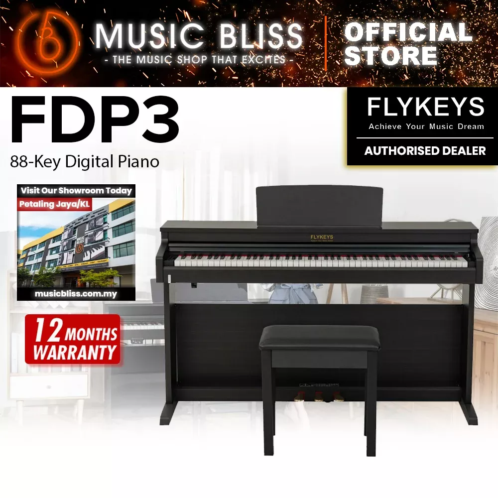 Flykeys FDP3 88-Key Digital Electric Piano Keyboard - Black