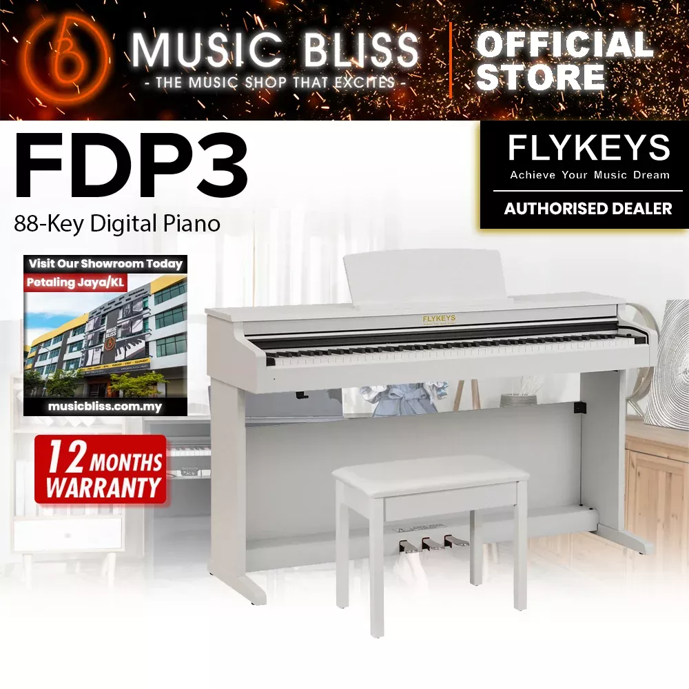 Flykeys FDP3 88-Key Digital Electric Piano Keyboard – White