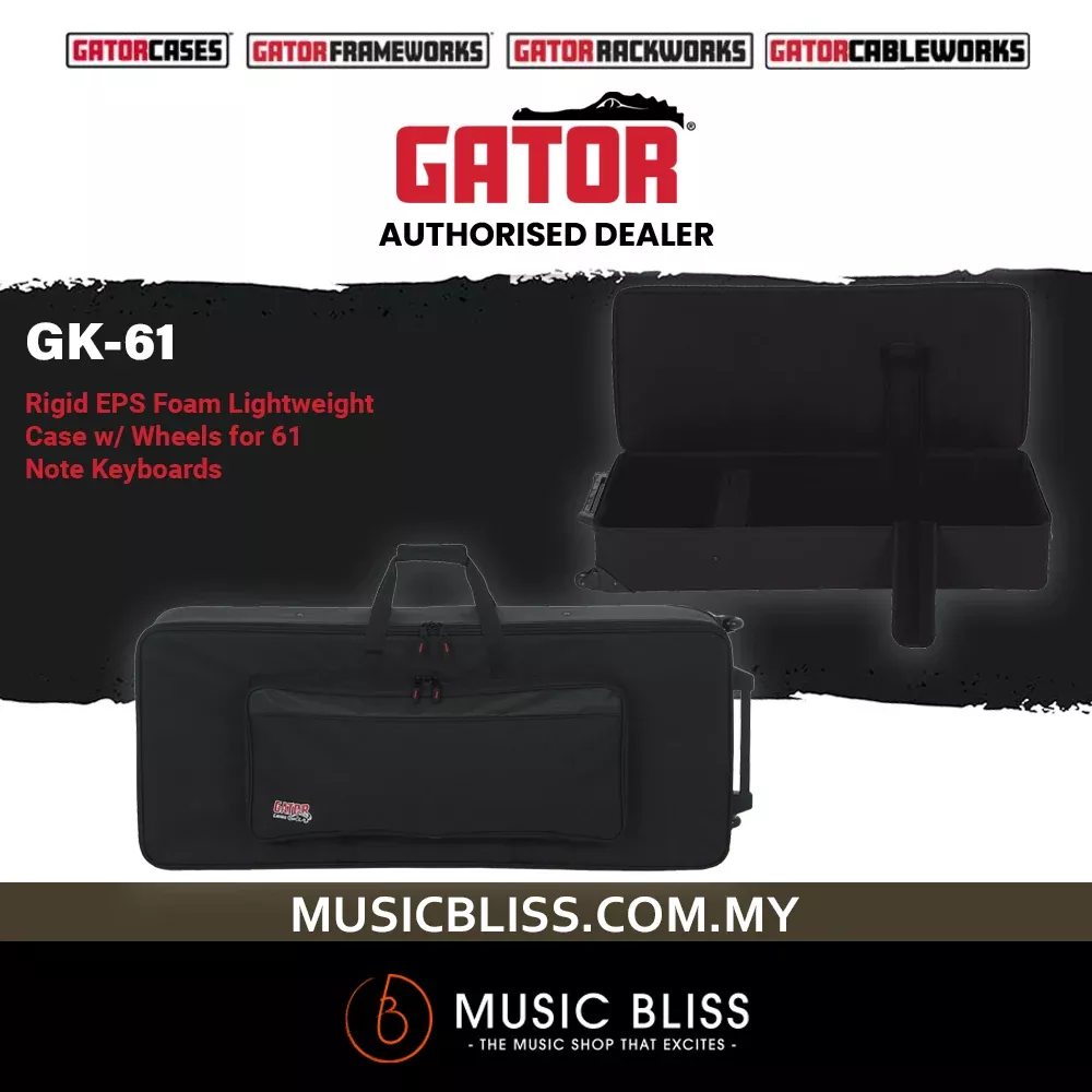 Gator GK-61 Semi-Rigid Lightweight 61 Key Keyboard Case | Keyboard Case For Kawai, Roland, Yamaha, Casio, Korg