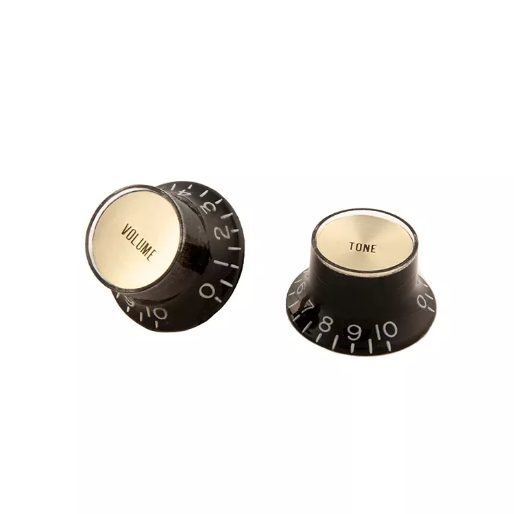GIBSON ACCESSORIES TOP HAT KNOBS, 4PCS – BLACK W/ GOLD METAL INSERT (PRMK-020)