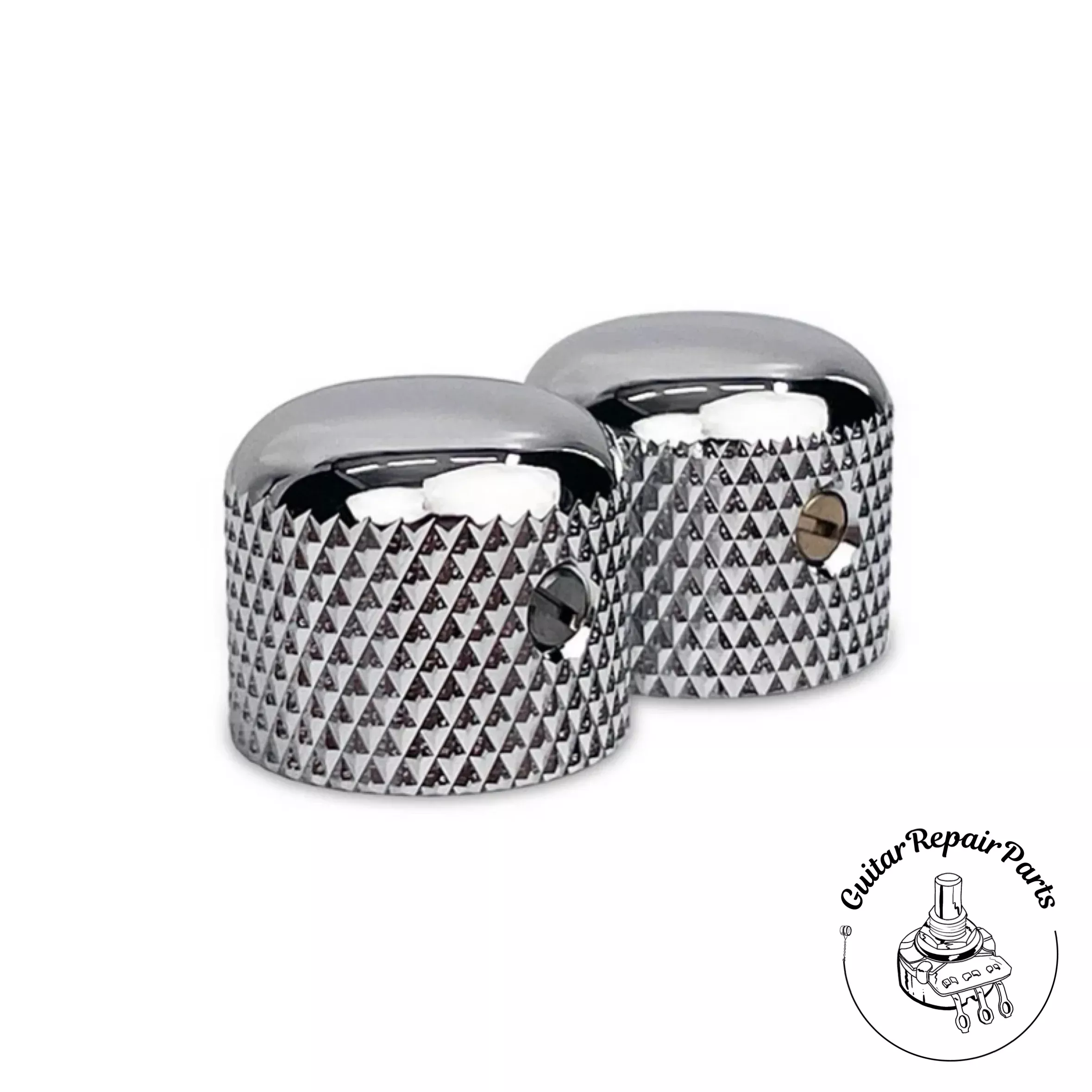 Gotoh Short Dome Top Metal Knobs, w. Set Screw (2 pcs) – Chrome