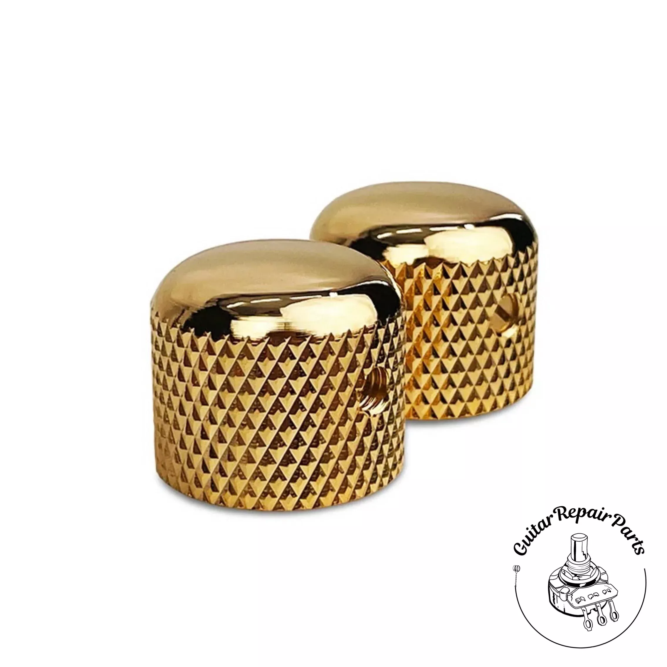Gotoh Short Dome Top Metal Knobs, w. Set Screw (2 pcs) – Gold