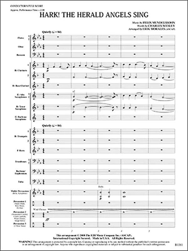Hark! The Herald Angels Sing: Score: Concert Band