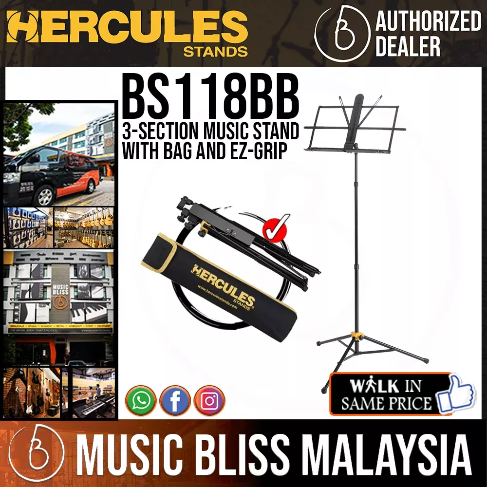 Hercules BS118BB 3-Section Music Stand with Bag and EZ-Grip
