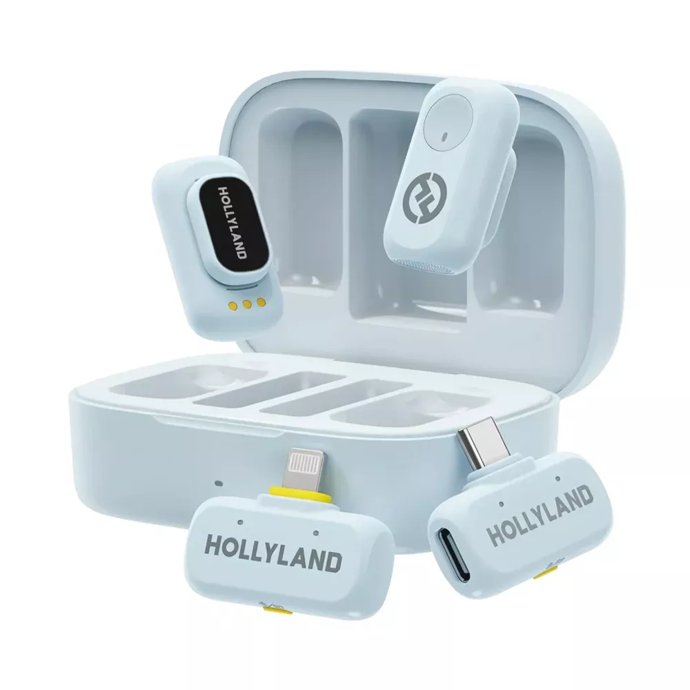 Hollyland LARK A1 Combo Digital Wireless Microphone System with Charging Case – Sky Blue