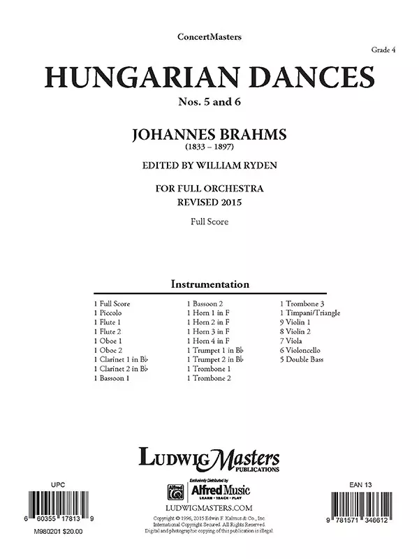 Hungarian Dances Nos. 5 and 6 (WoO 1): Full Orchestra, Full Score