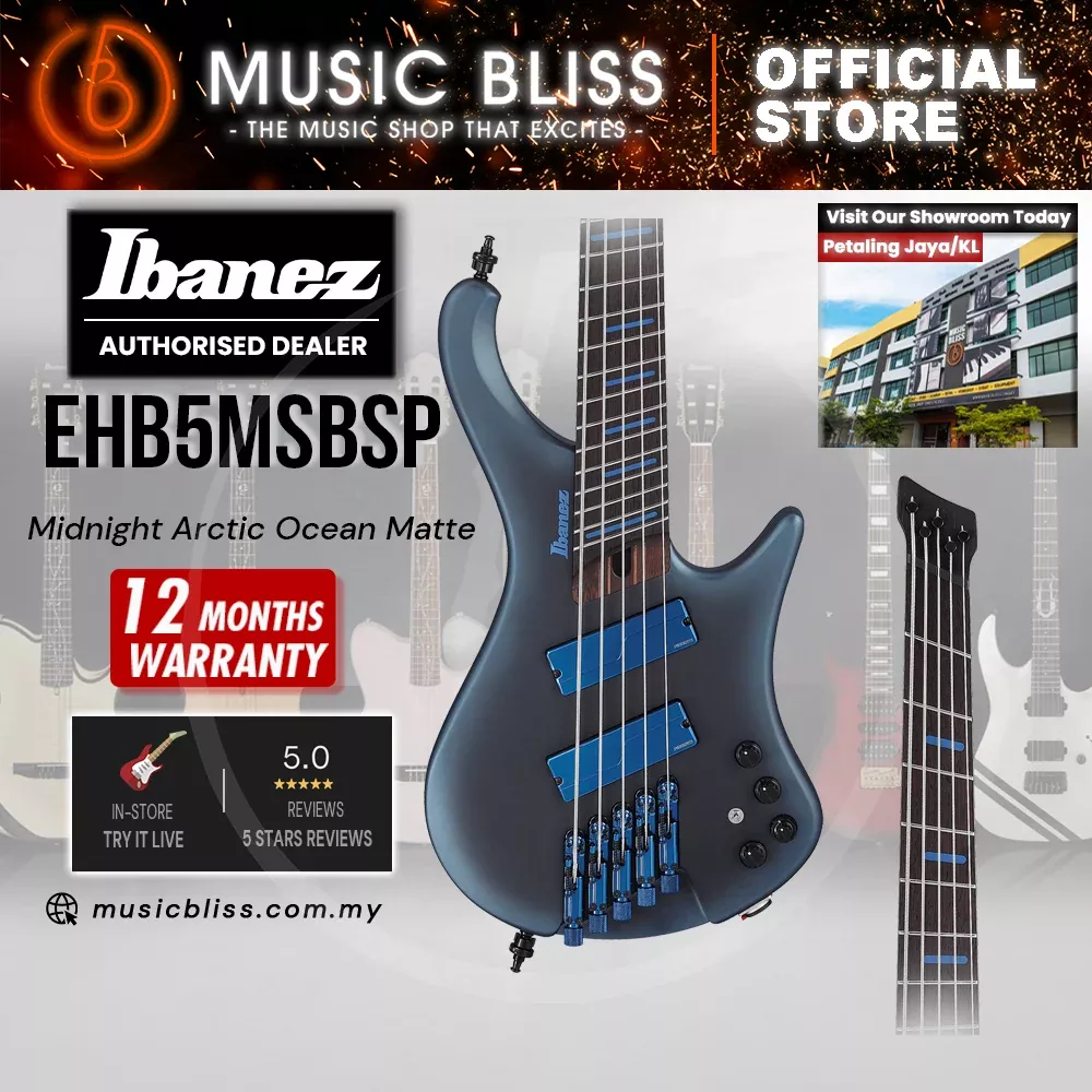 Ibanez Bass Workshop EHB5MSBSP 5-string Multi-scale Bass Guitar – Midnight Arctic Ocean Matte
