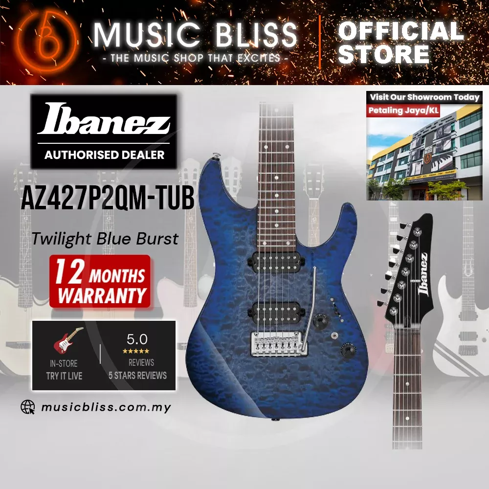 Ibanez Premium AZ427P2QM 7-string Electric Guitar – Twilight Blue Burst