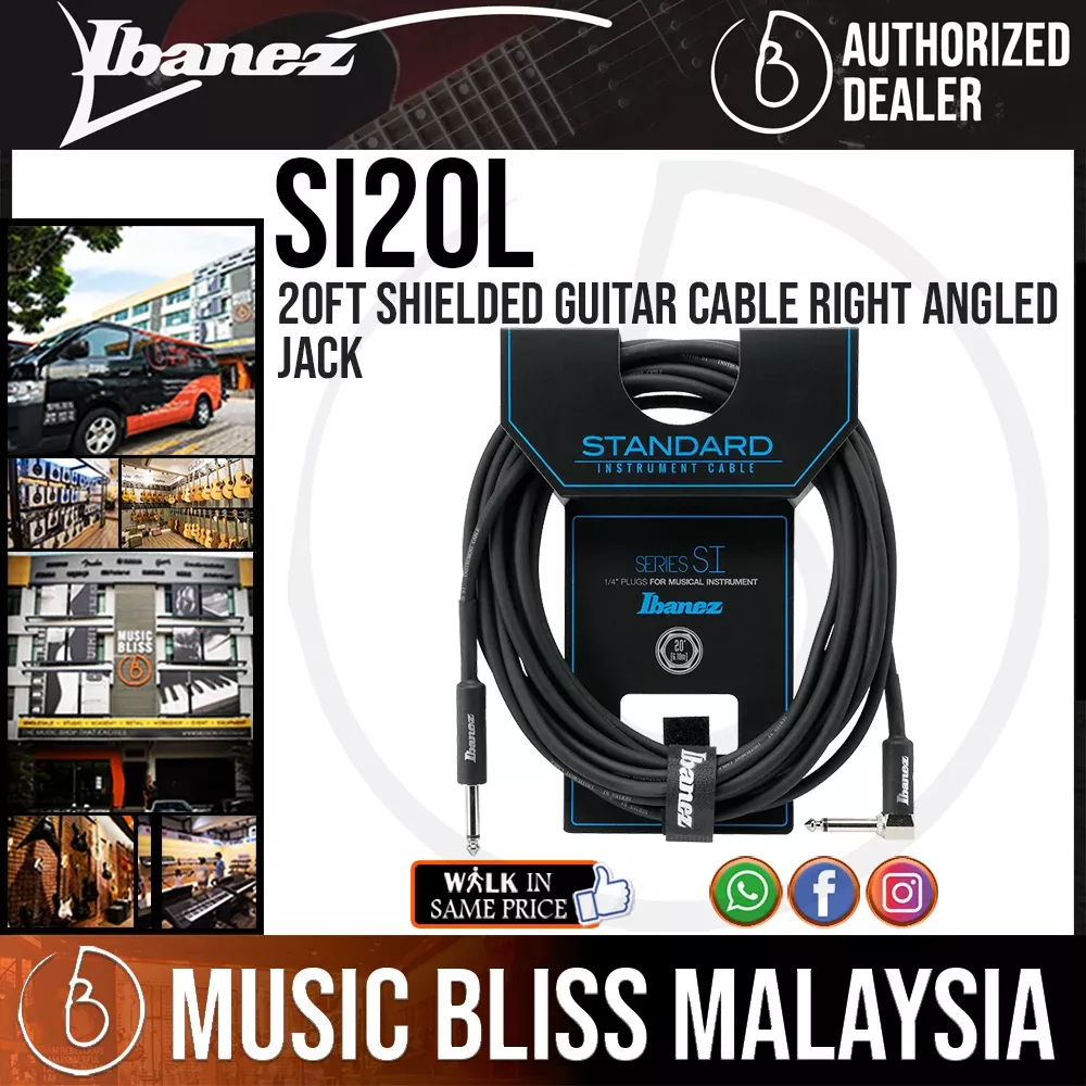 Ibanez SI20L 20ft Shielded Guitar Cable Right Angled Jack