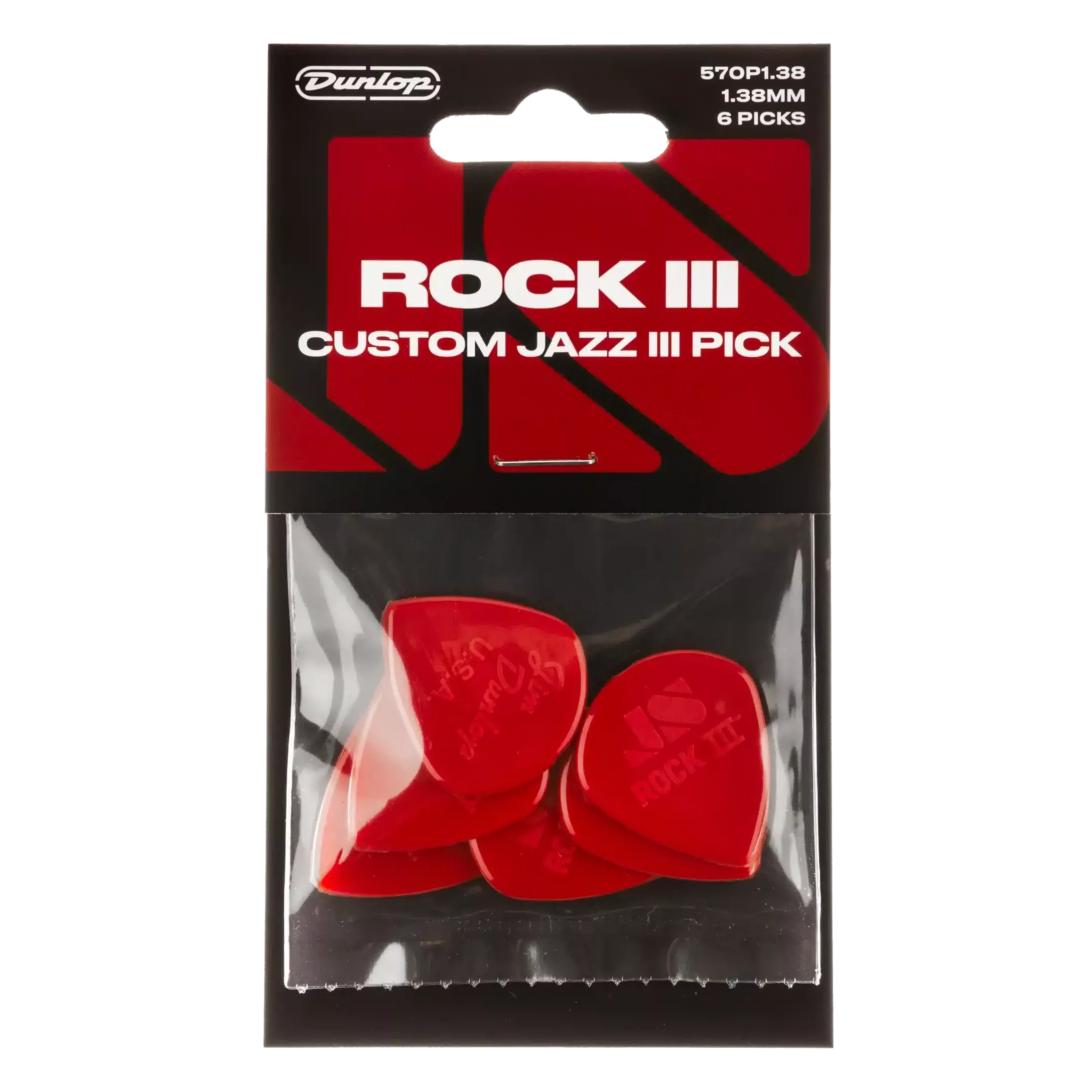 Jim Dunlop Rock III Jazz III Custom Player’s Pick Pack (6 Pack)