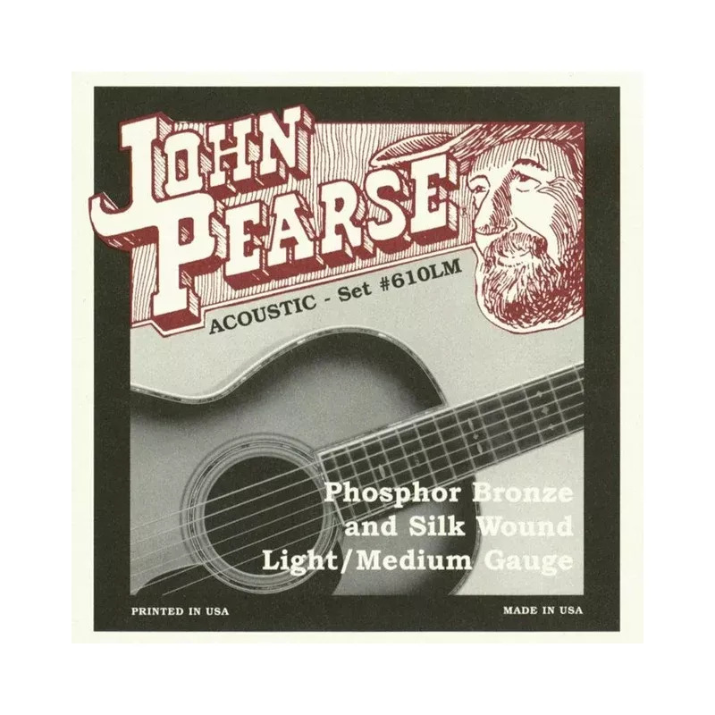 John Pearse 610LM Bronze and Silk Light/Medium Acoustic Guitar Strings