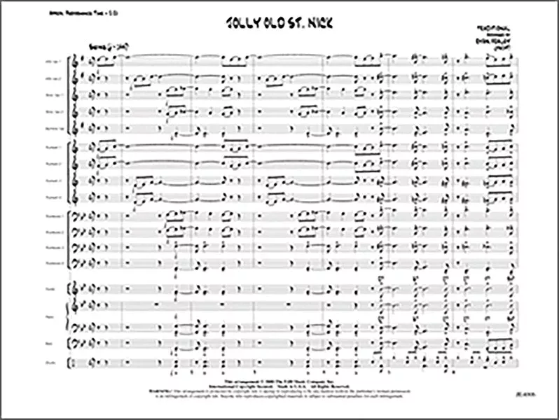 Jolly Old St. Nick: Jazz Ensemble Conductor Score & Parts