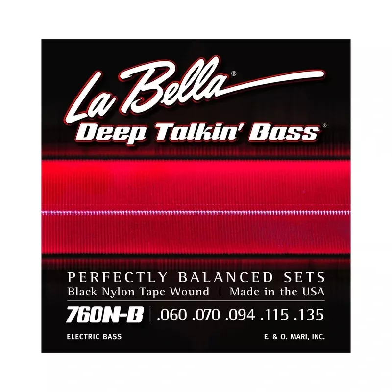 La Bella 760N-B Deep Talkin’ Black Nylon Tape Wound Standard Tension 5-String Electric Bass Strings