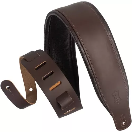 Levy's M26PD-DBR_DBR Top Grain Leather Guitar Strap - Dark Brown