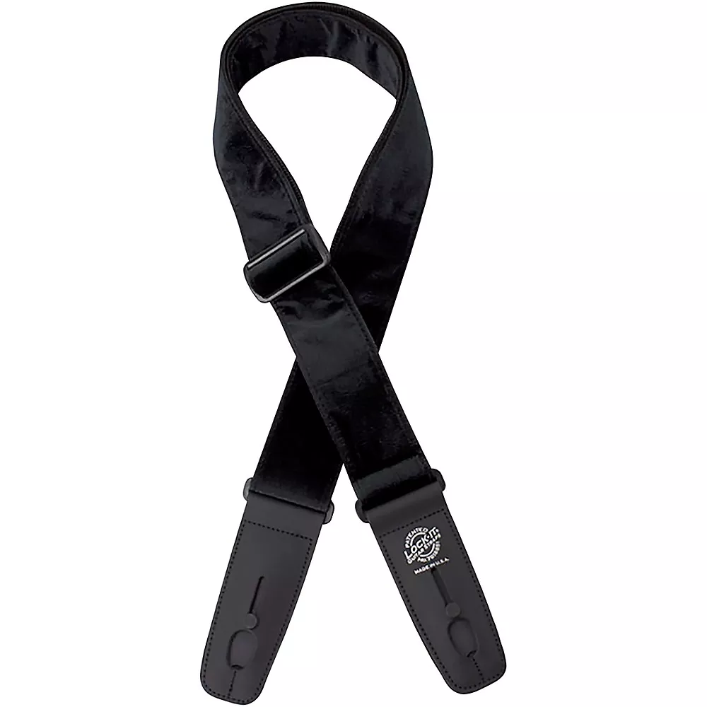Lock-It Straps 2" Crushed Velvet Locking Guitar Strap Black
