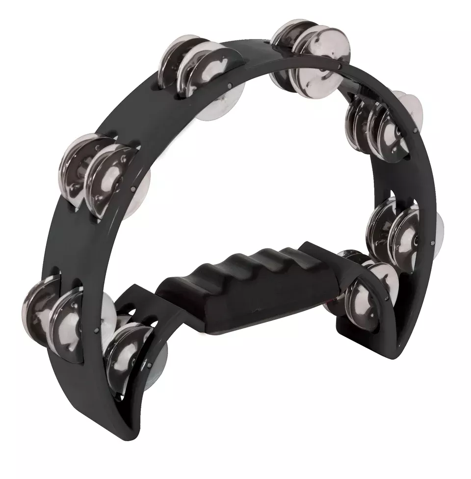 Mano Percussion 9"X5" Half Moon Tambourine in Black