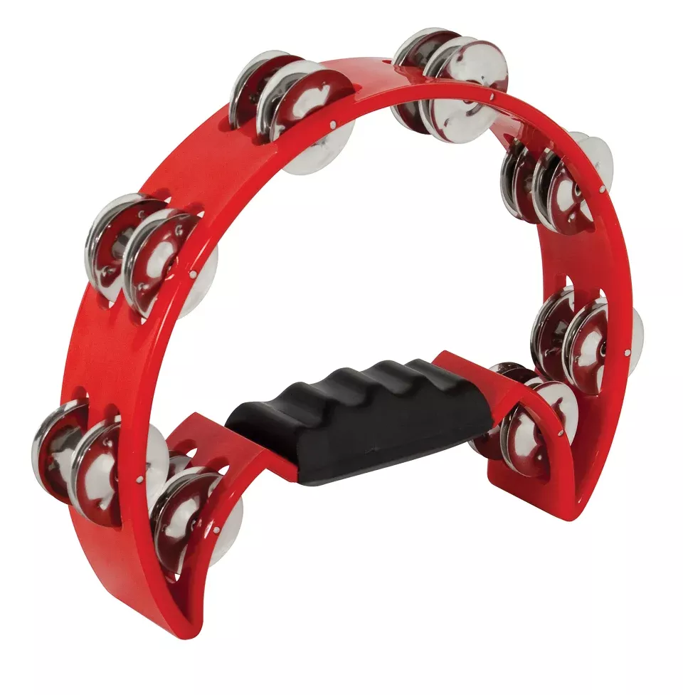 Mano Percussion 9"X5" Half Moon Tambourine in Red
