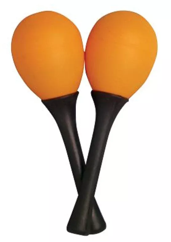 Mano Percussion Egg Shaped Orange Maracas and Handle Pair