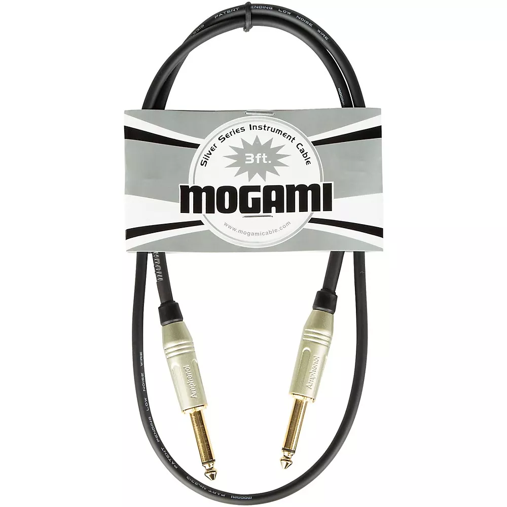 Mogami Silver 1/4" Straight Instrument Cable - 3 ft.