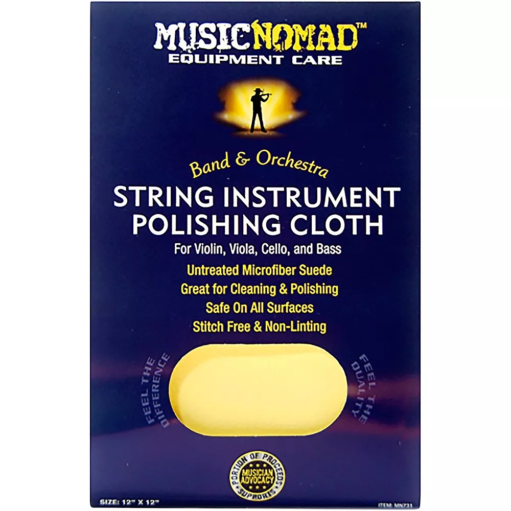 Music Nomad String Instrument Microfiber Polishing Cloth for Violin, Viola, Cello & Bass 12 x 12 in.