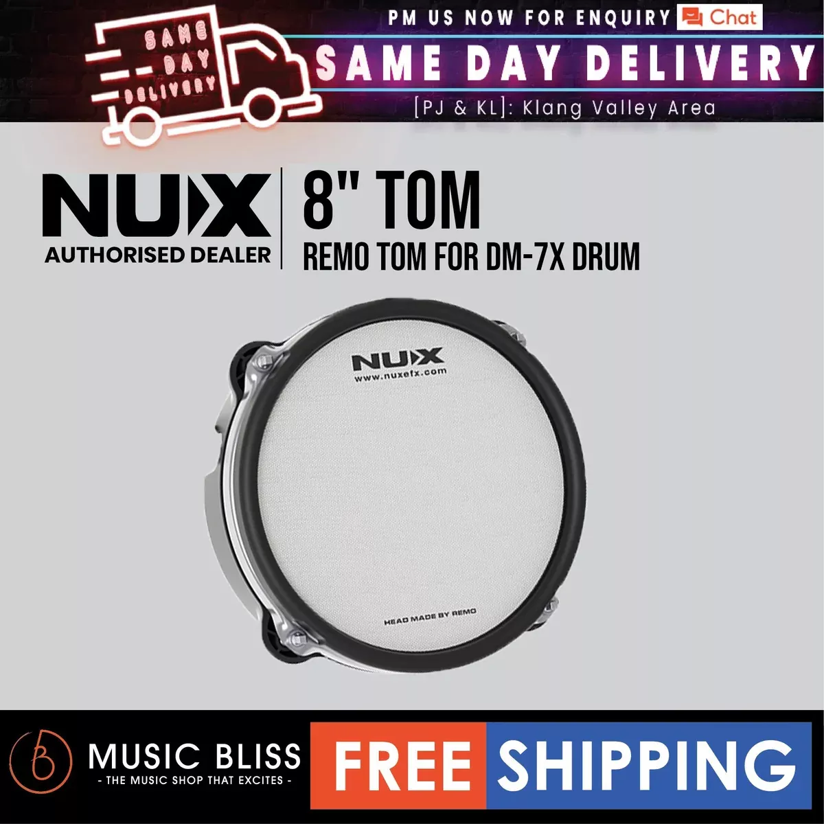 NUX 8″ Remo Tom for DM-7X Drum