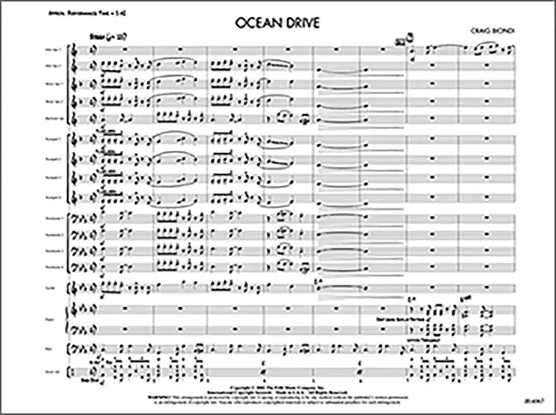Ocean Drive: Jazz Ensemble Conductor Score & Parts