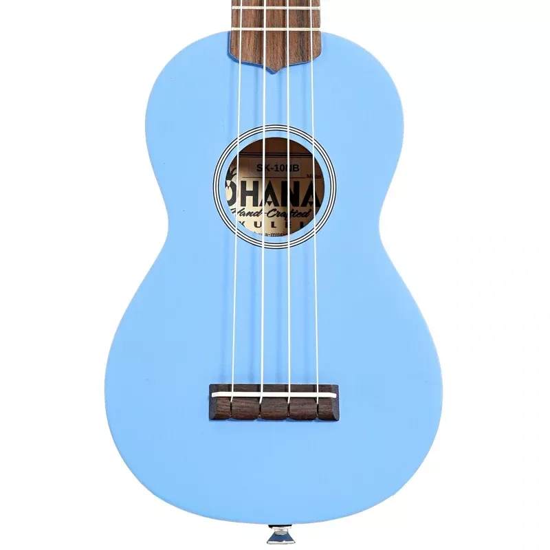 Ohana SK-10 Soprano Ukulele Starter Pack, Neon Blue