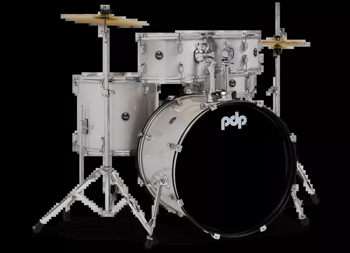 PDP Center Stage 22" 5 Piece Drum Kit in Diamond White Sparkle