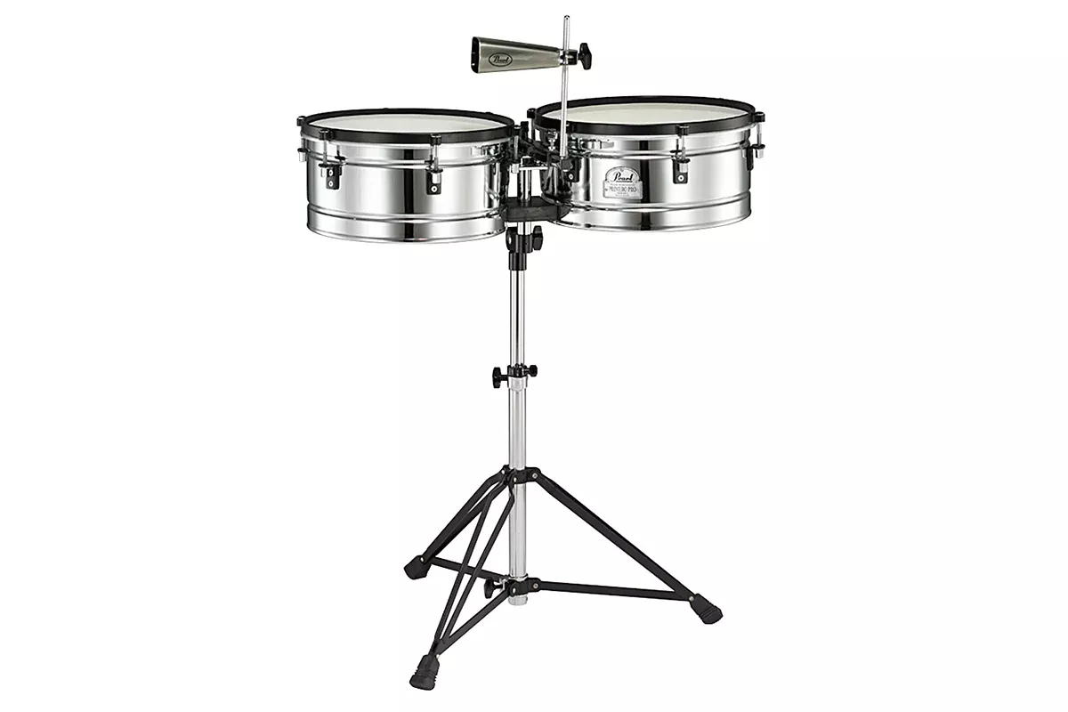 Pearl PTE-1415DX Primero Pro Steel Timbale Set With Stand