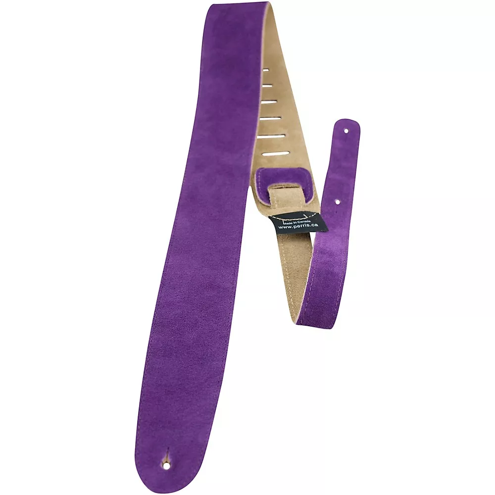 Perri's 2.5" Soft Suede with Premium Backing - Adjustable 44.5"-53" Guitar Strap Purple 44.5 to 53 in.
