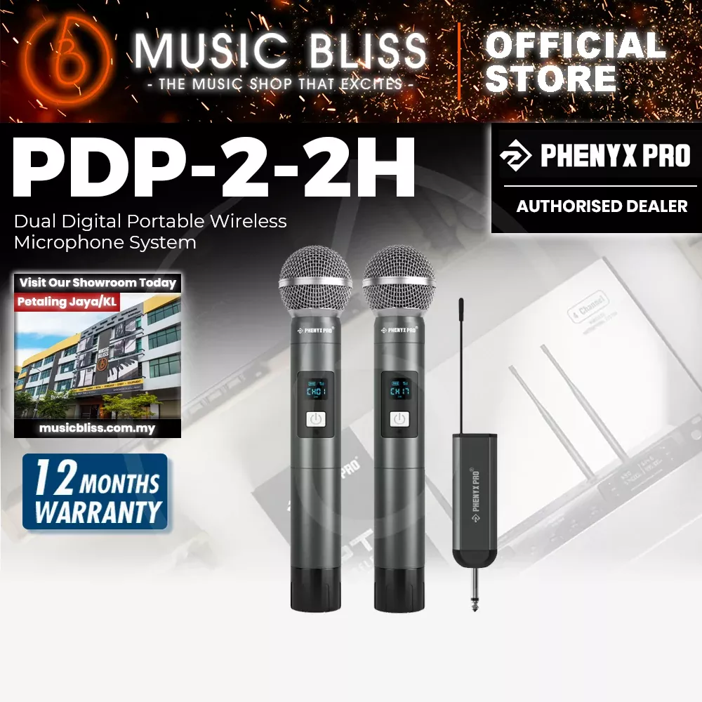 Phenyx Pro PDP-2-2H Dual Digital Portable Wireless Microphone System - 900MHz