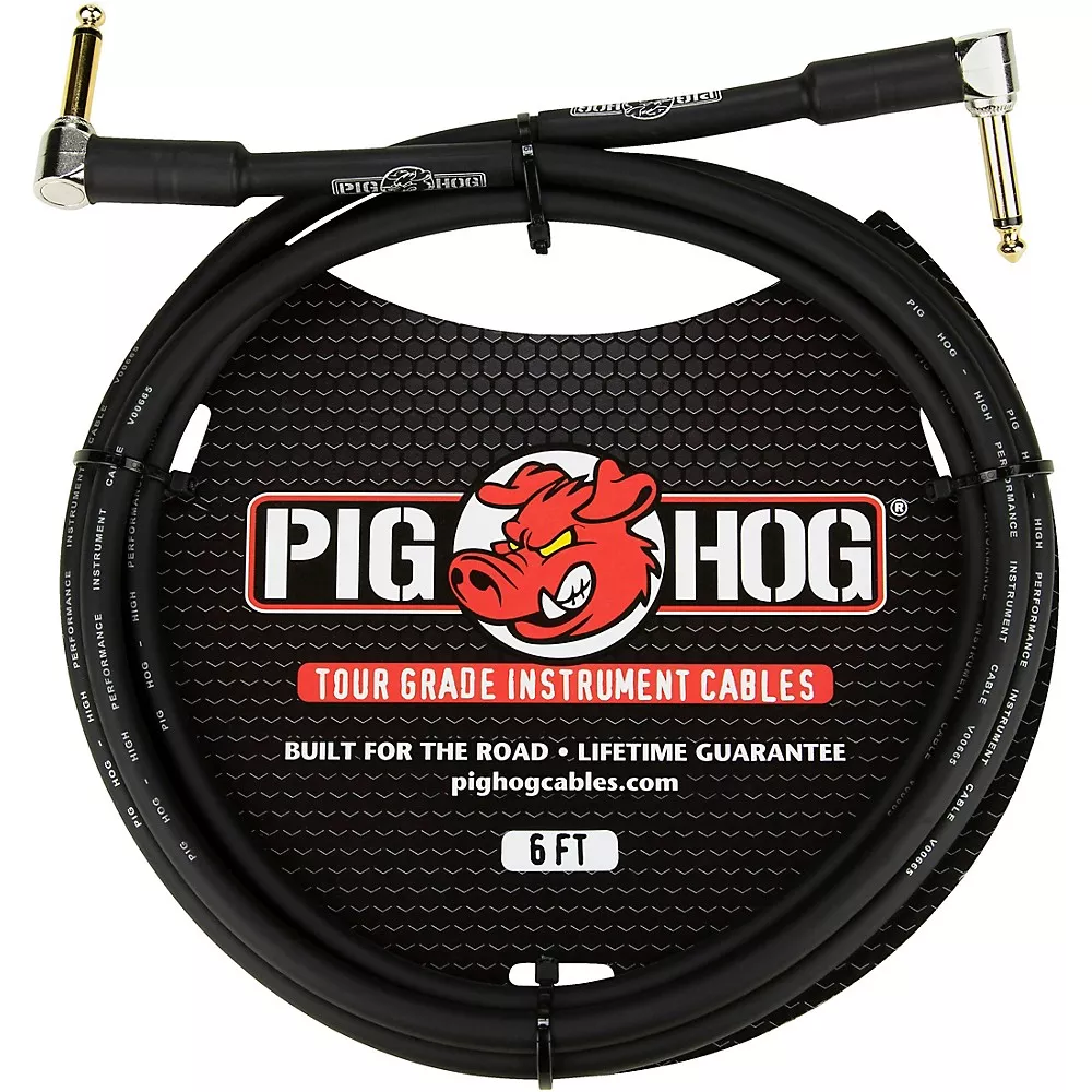 Pig Hog Instrument Cable 1/4" Right Angle - 1/4" RightAngle 6 ft.